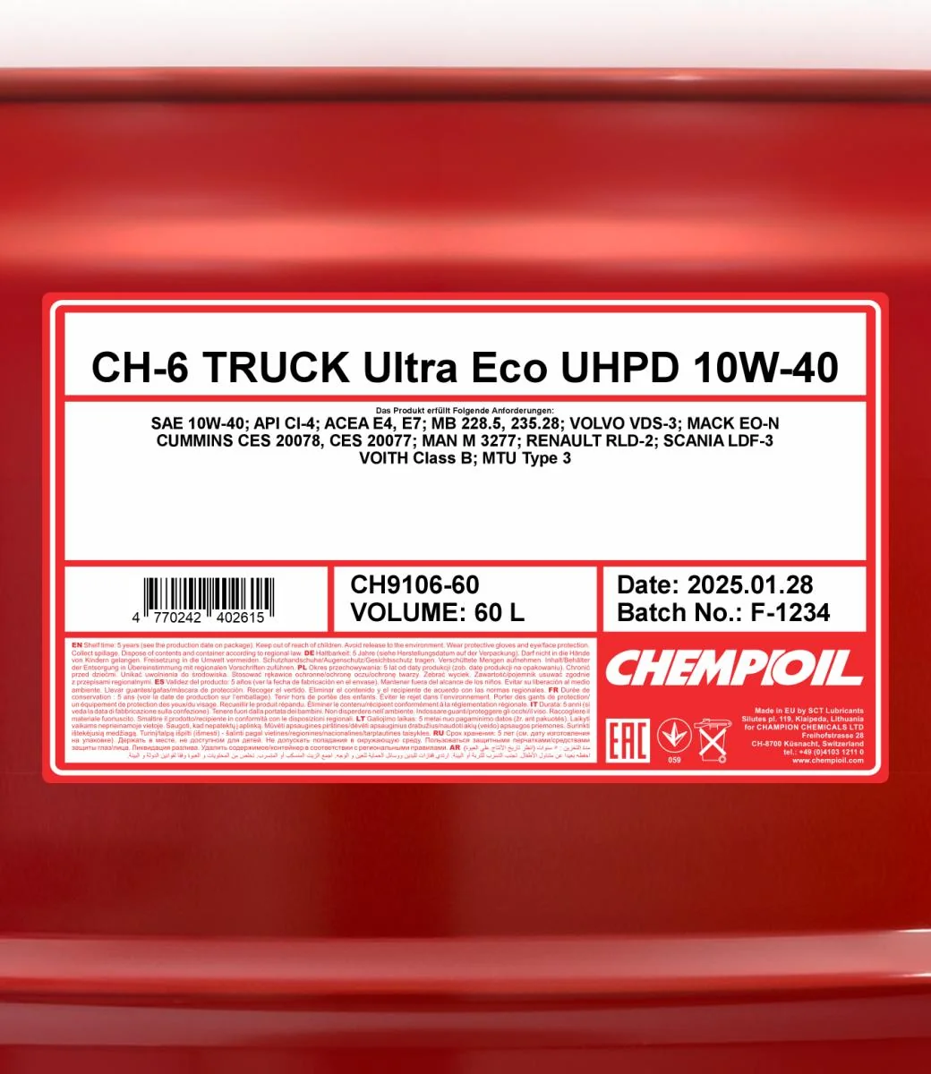 CHEMPIOIL - CH910660 - CH-6 Truck Ultra Eco UHPD 10W-40 60L
