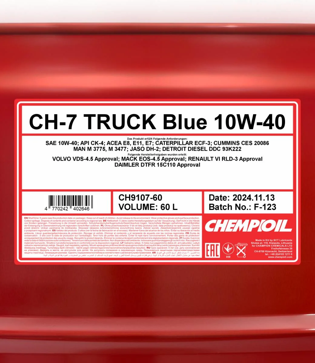 CHEMPIOIL - CH910760 - CH-7 Truck Blue 10W-40 60L