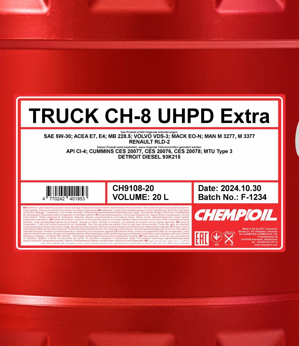 CHEMPIOIL - CH910820 - CH-8 Truck Extra 5W-40 20L