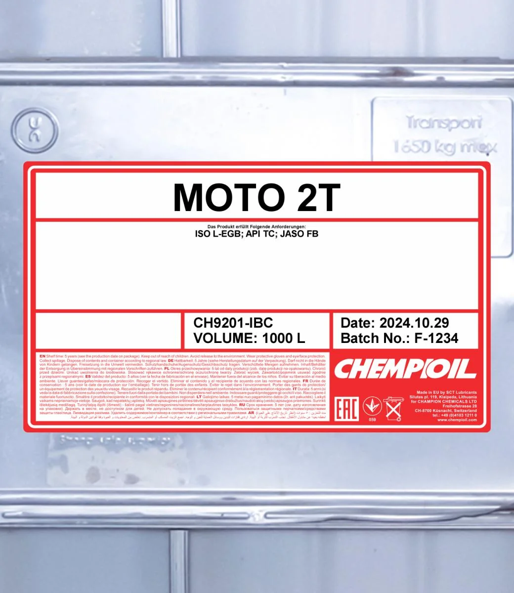 CHEMPIOIL - CH9201IBC - Moto 2T 1000L