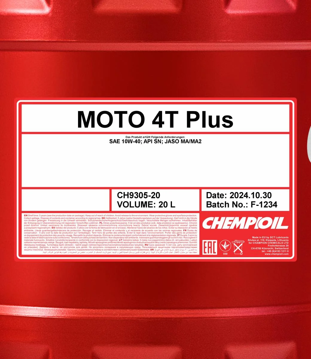 CHEMPIOIL - CH930520 - Moto 4T Plus 20L