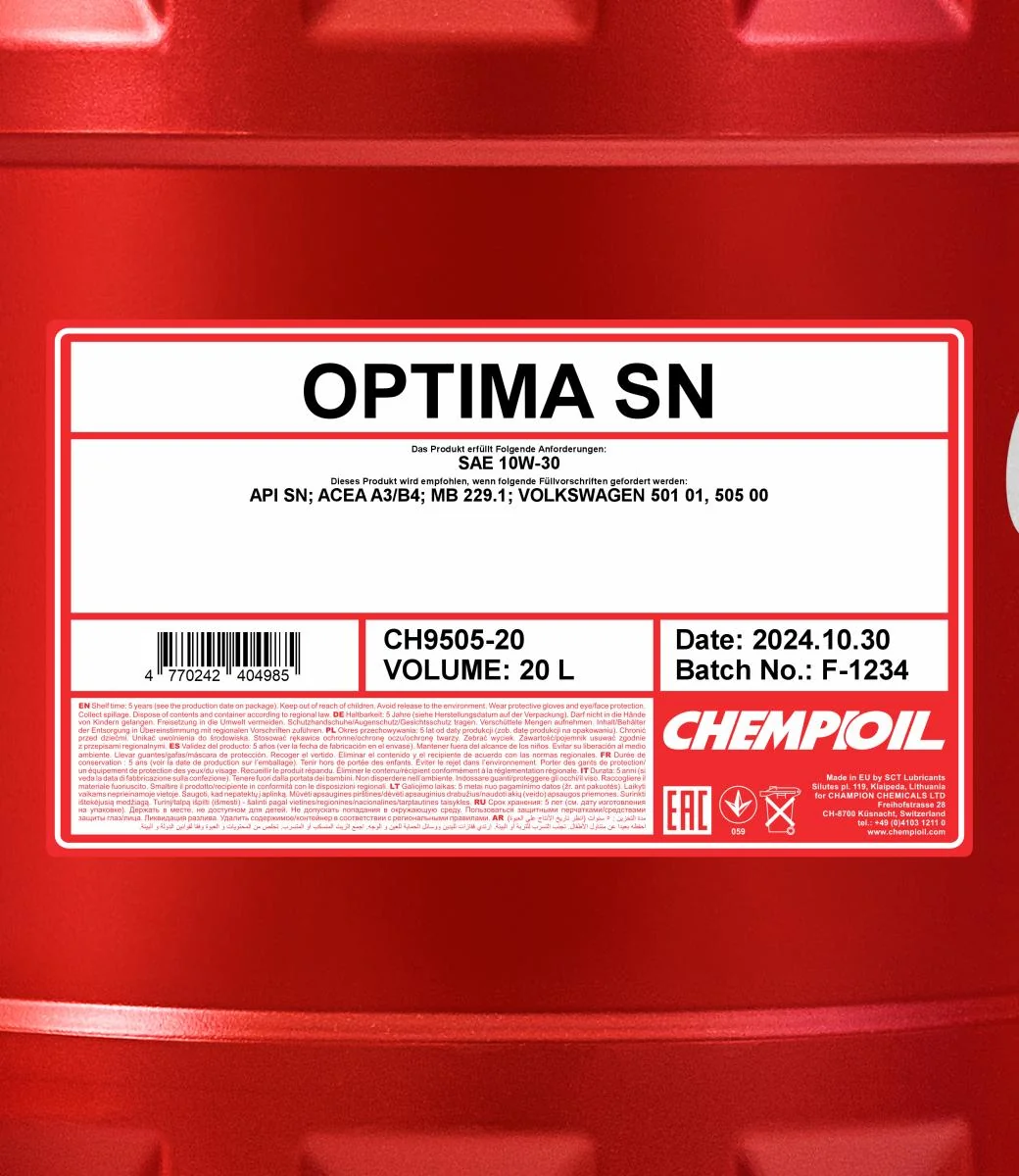 CHEMPIOIL - CH950520 - Optima SN 10W-30 20L