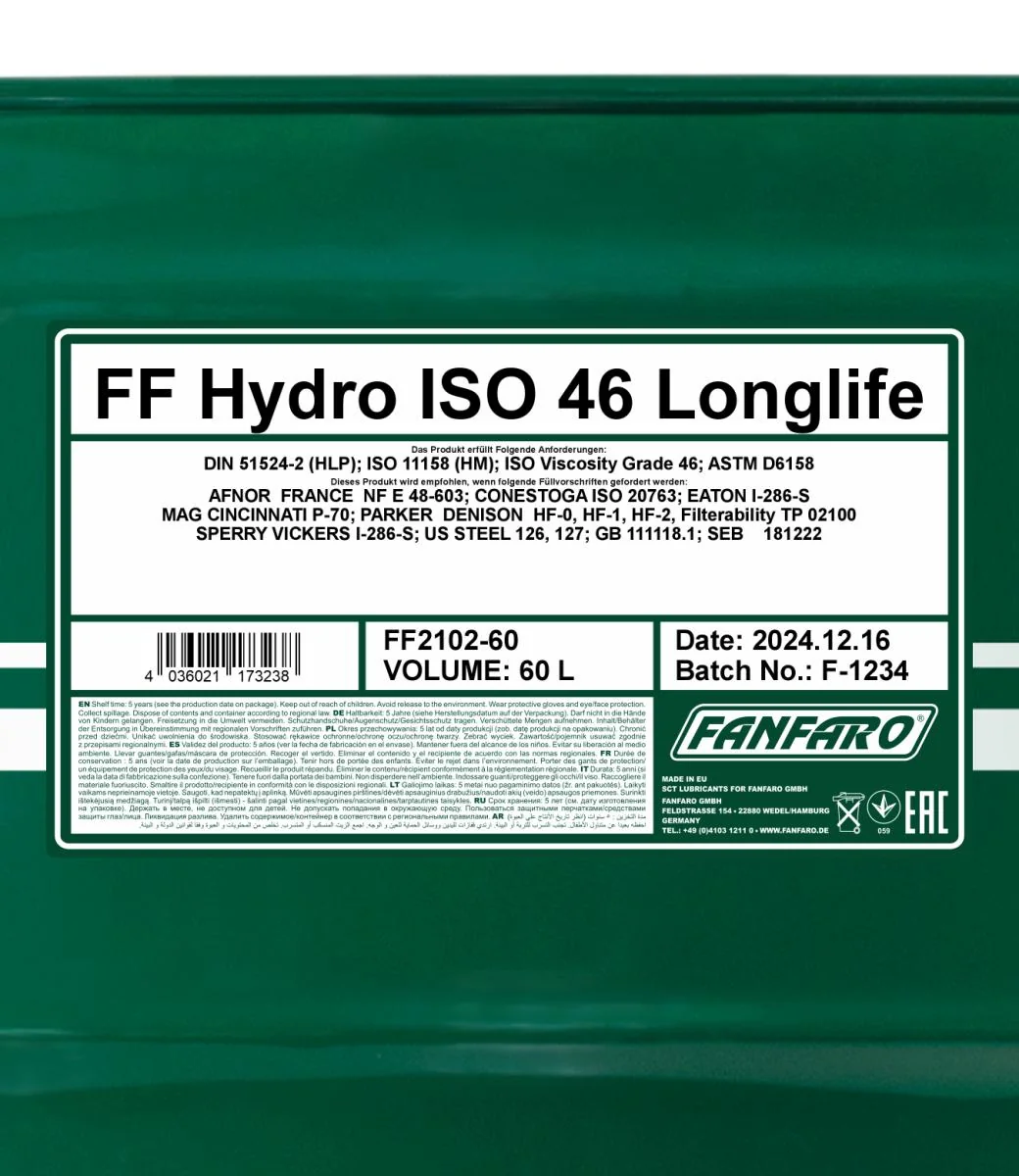 FANFARO - FF210260 - Hydro ISO 46 LONGLIFE 60L