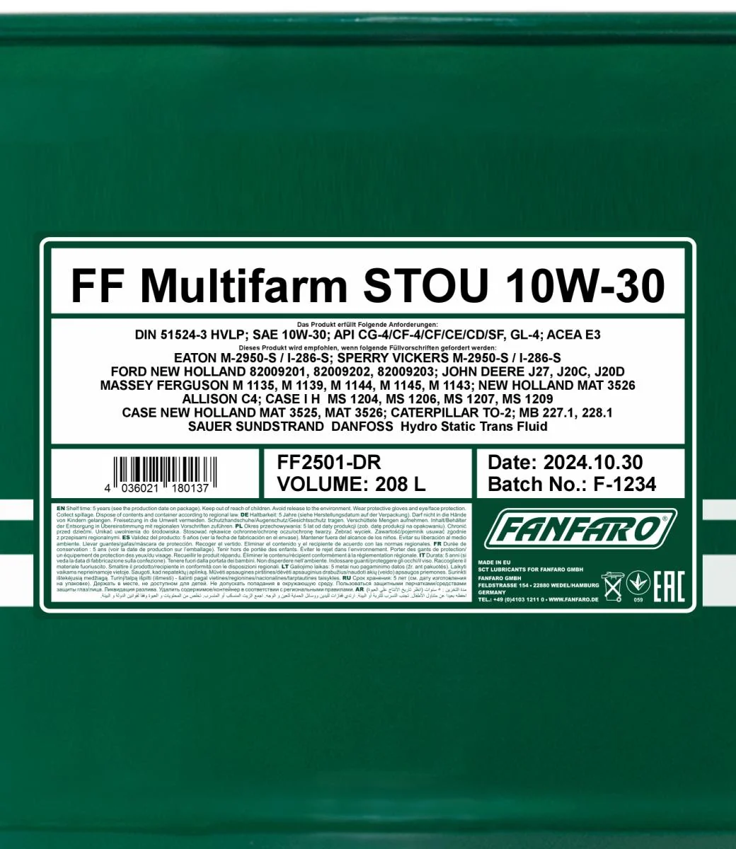 FANFARO - FF2501DR - Multifarm STOU 10W-30 208L