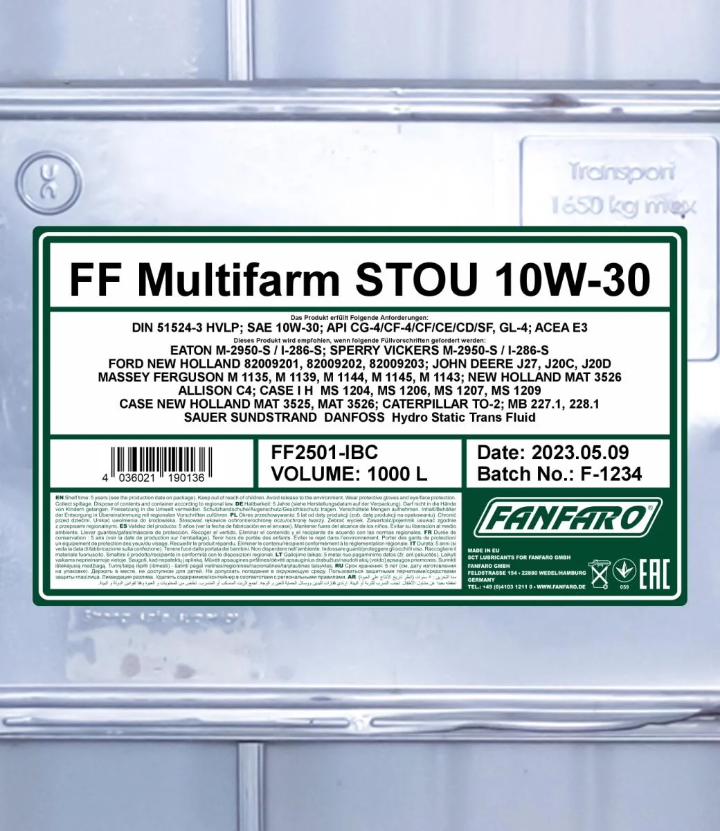 FANFARO - FF2501IBC - Multifarm STOU 10W-30 1000L