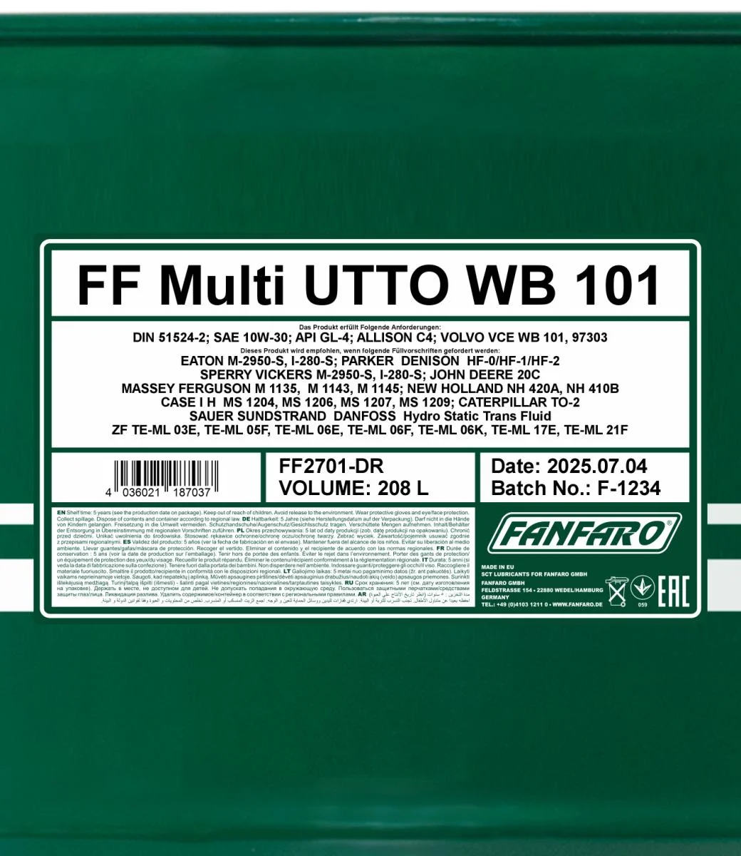 FANFARO - FF2701DR - Multi UTTO WB 101 208L