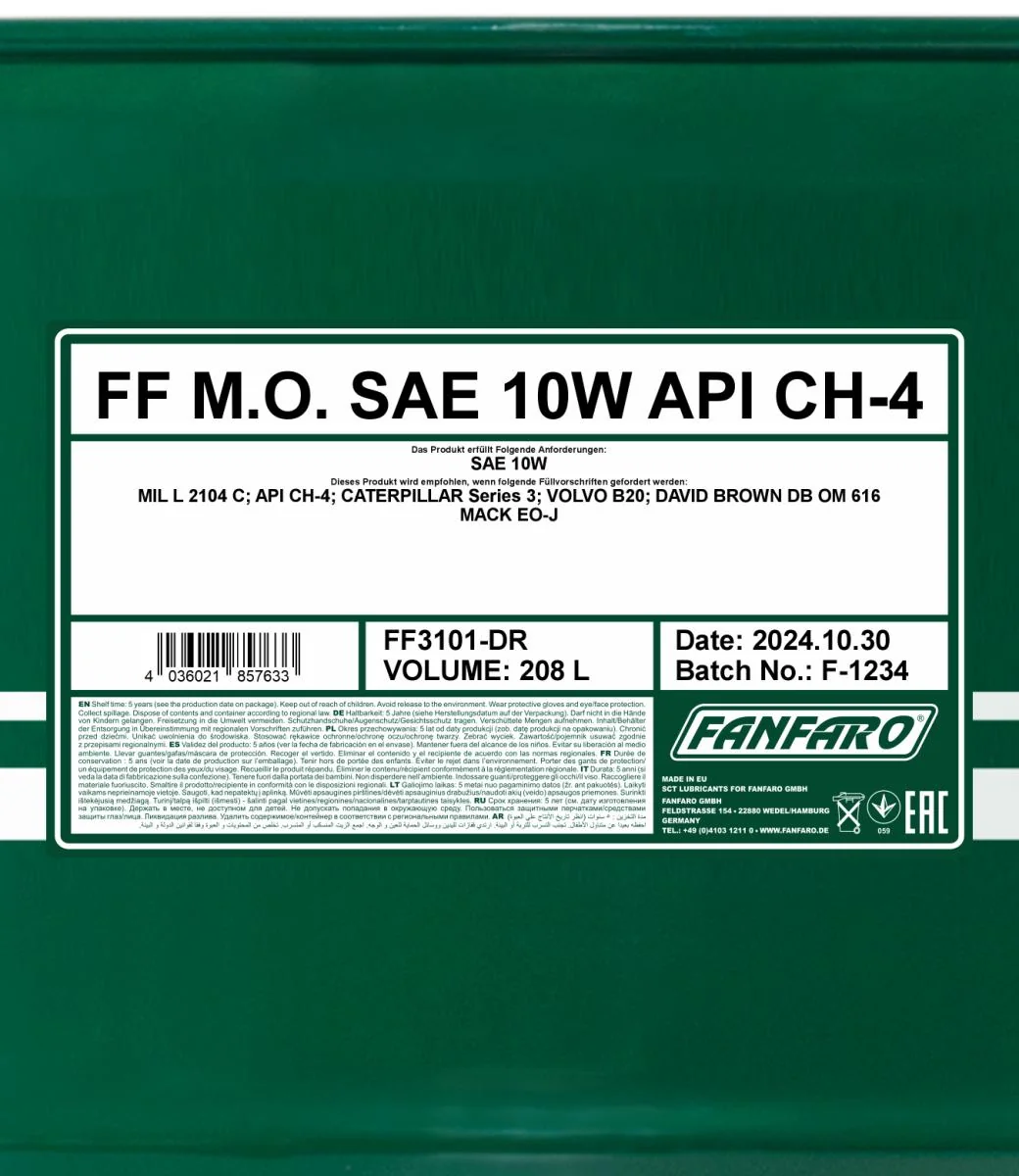 FANFARO - FF3101DR - M.O. SAE 10W 208L