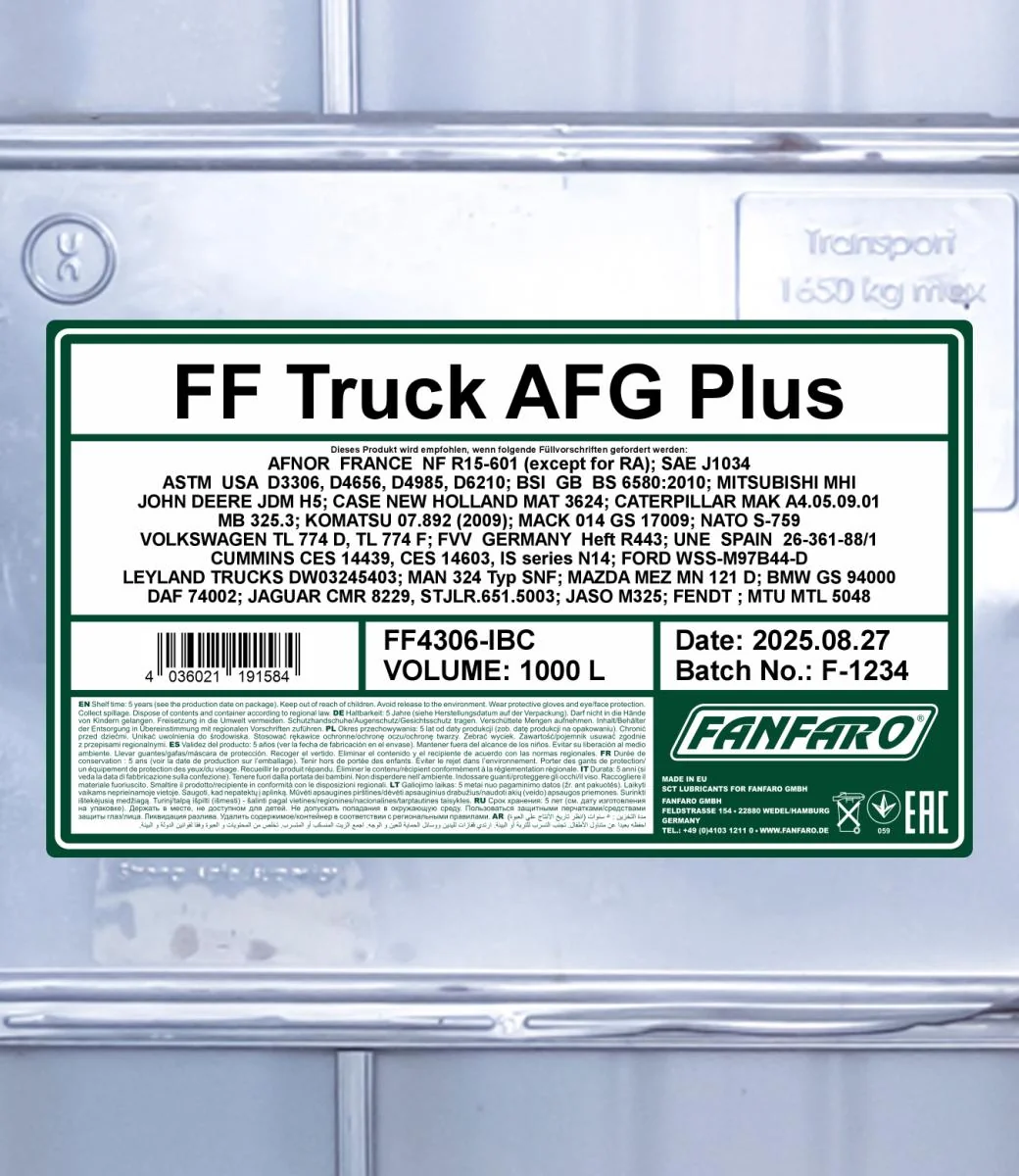 FANFARO - FF4306IBC - Truck AFG Plus 1000L