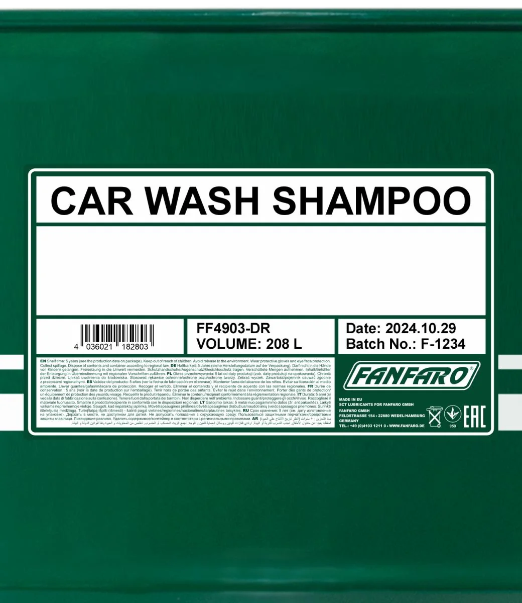 FANFARO - FF4903DR - Car Wash Shampoo 208L