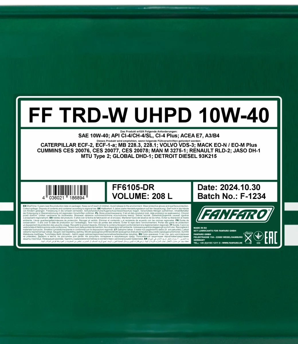 FANFARO - FF6105DR - TRD-W UHPD 10W-40 208L