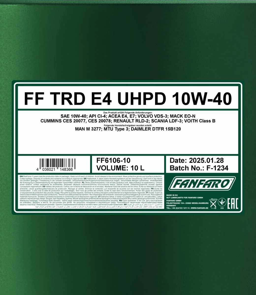 FANFARO - FF610610 - TRD E4 UHPD 10W-40 10L