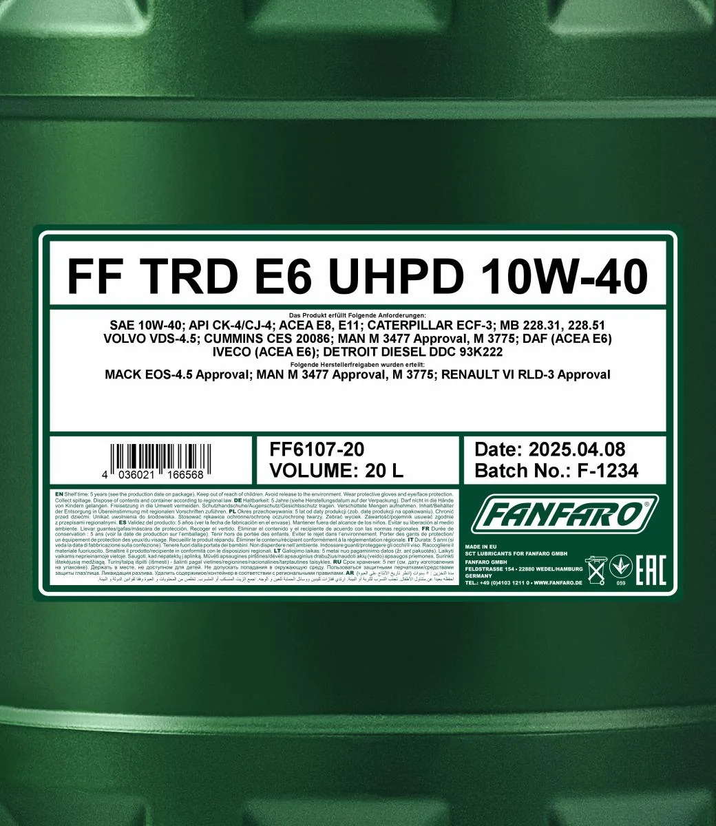 FANFARO - FF610720 - TRD E6 UHPD 10W-40 20L