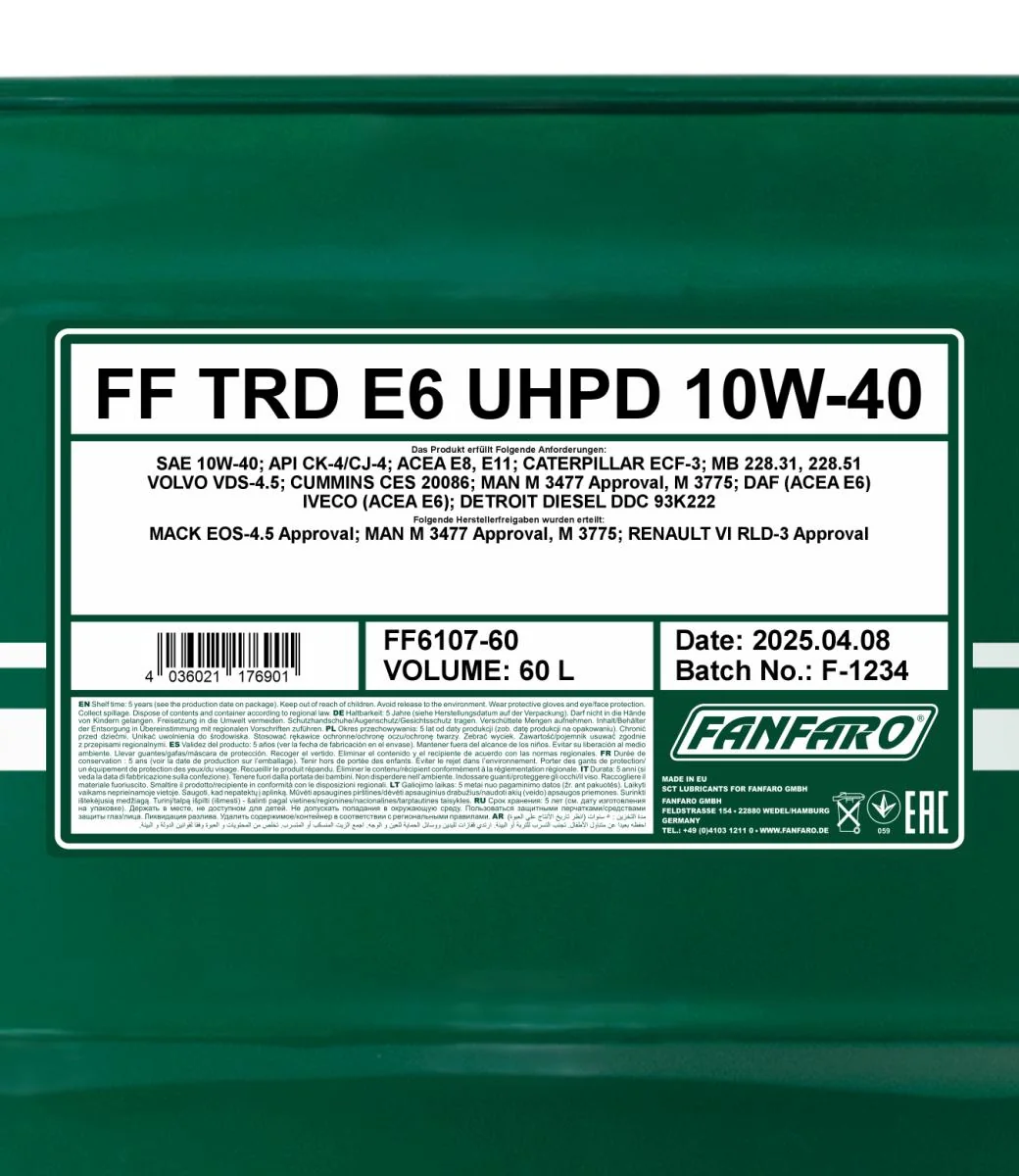 FANFARO - FF610760 - TRD E6 UHPD 10W-40 60L