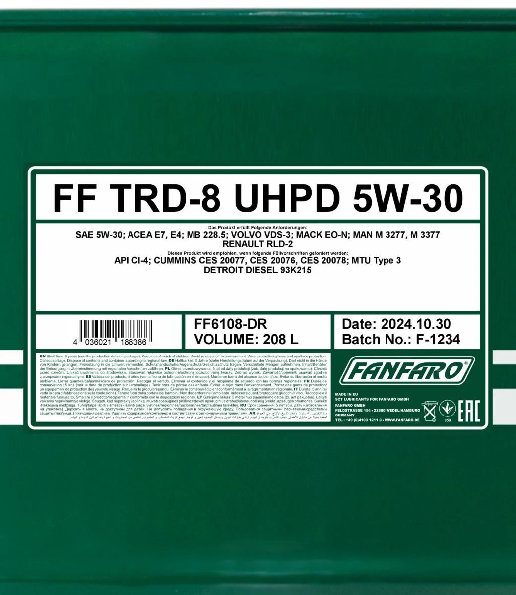 FANFARO - FF6108DR - TRD-8 UHPD 5W-30 208L
