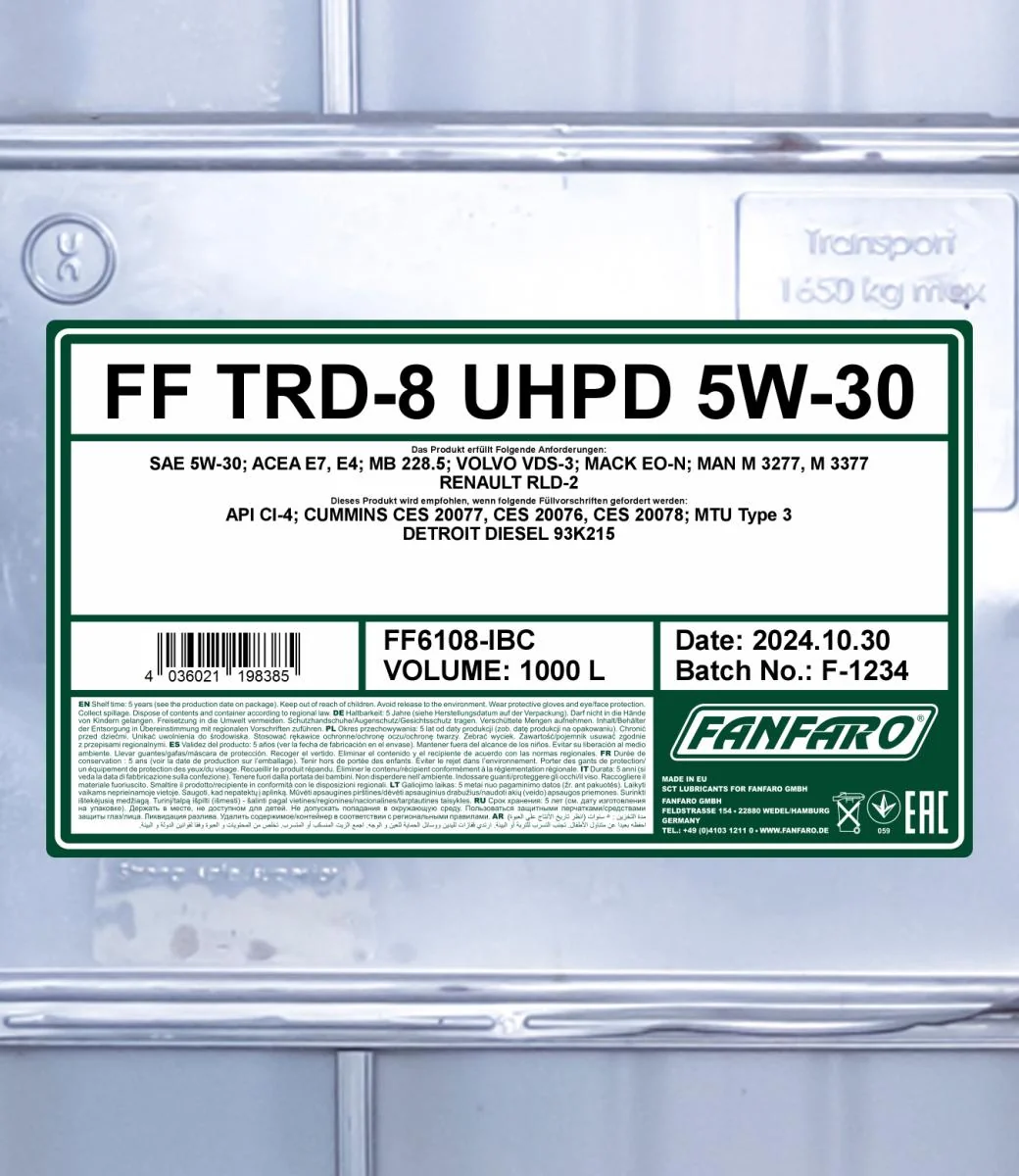 FANFARO - FF6108IBC - TRD-8 UHPD 5W-30 1000L