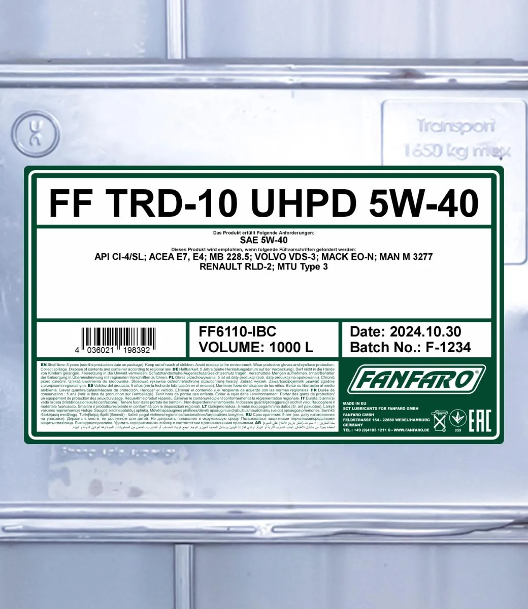 FANFARO - FF6110IBC - TRD-10 UHPD 5W-40 1000L