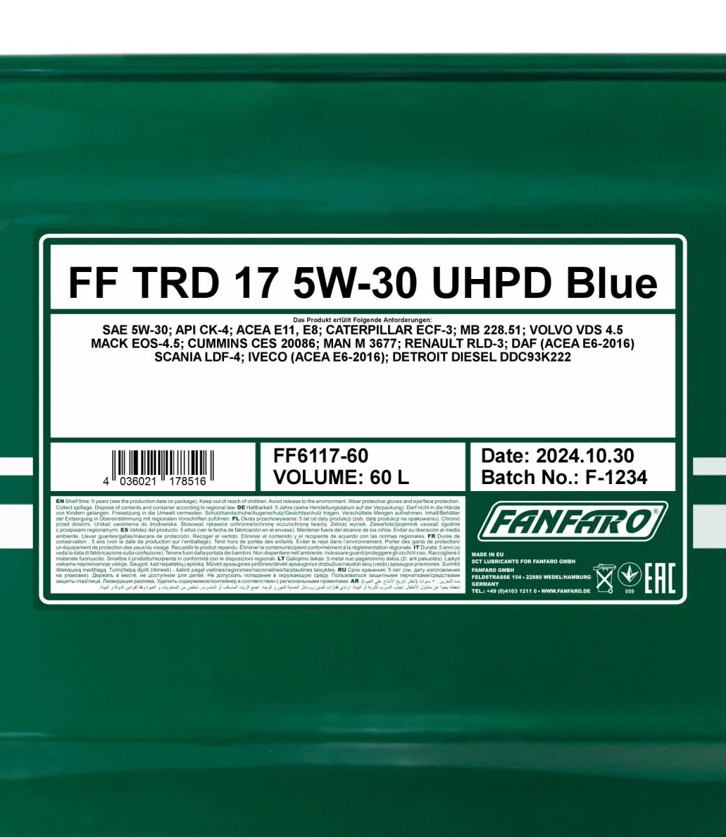 FANFARO - FF611760 - TRD-17 UHPD 5W-30 Blue 60L