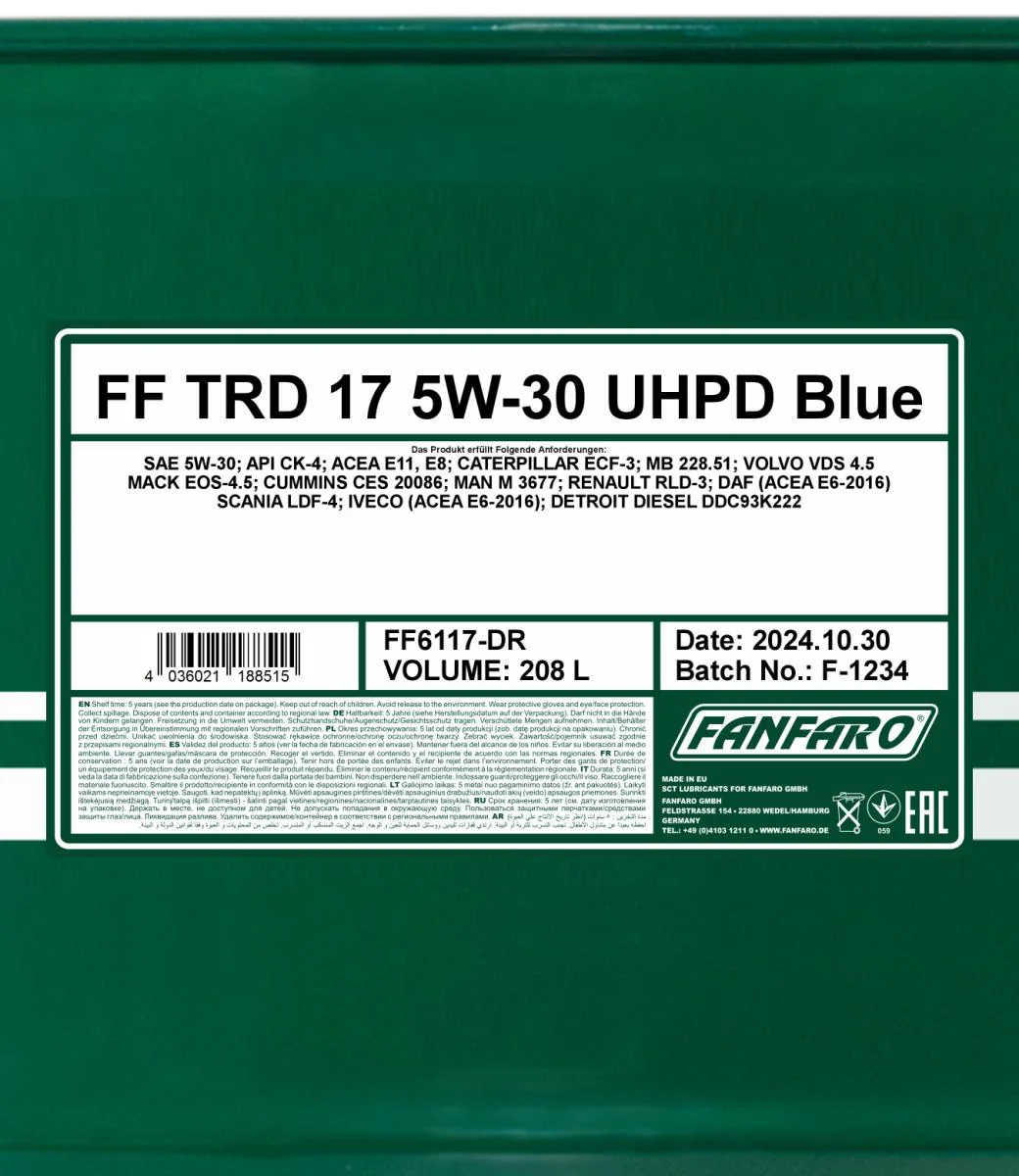FANFARO - FF6117DR - TRD-17 UHPD 5W-30 Blue 208L