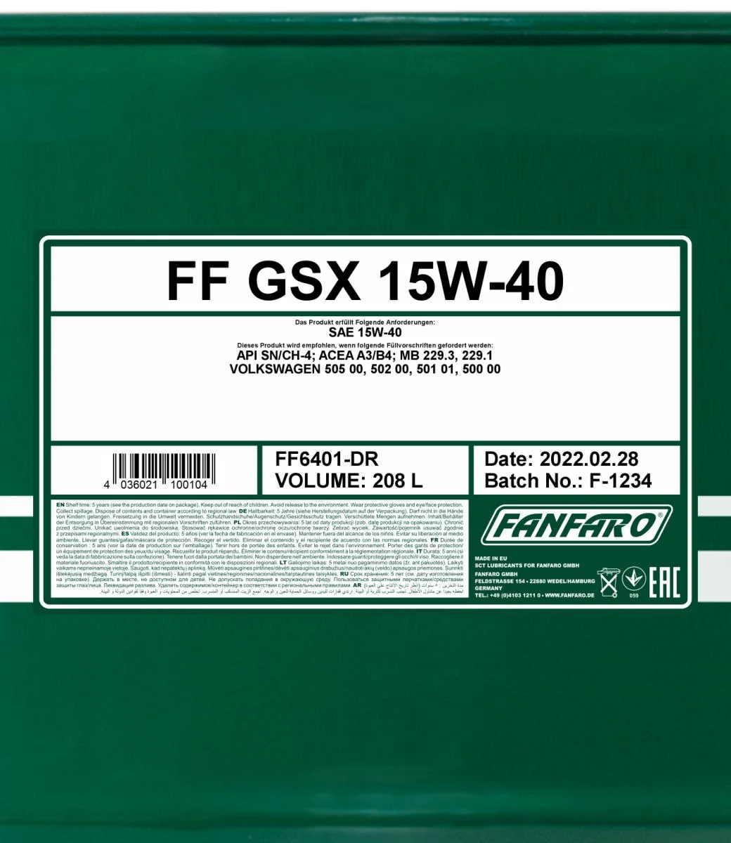 FANFARO - FF6401DR - GSX 15W-40 208L