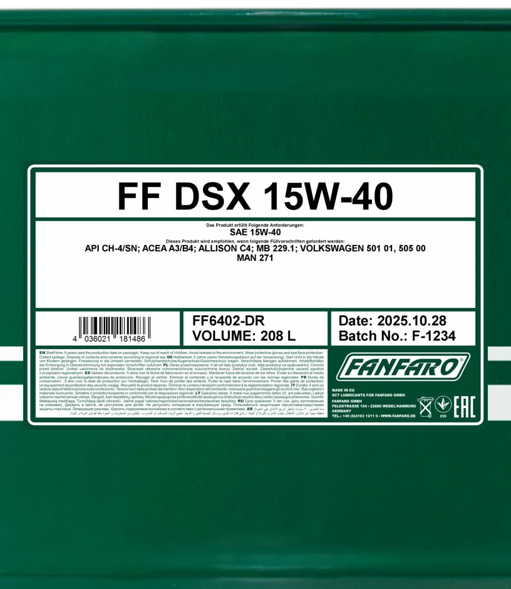 FANFARO - FF6402DR - DSX 15W-40 208L