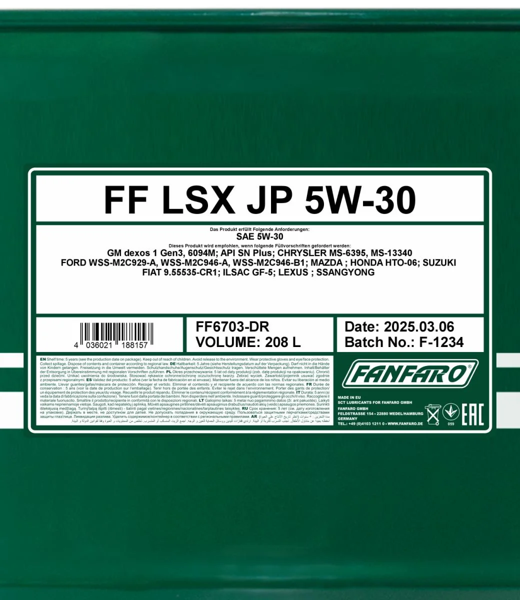 FANFARO - FF6703DR - LSX JP 5W-30 208L