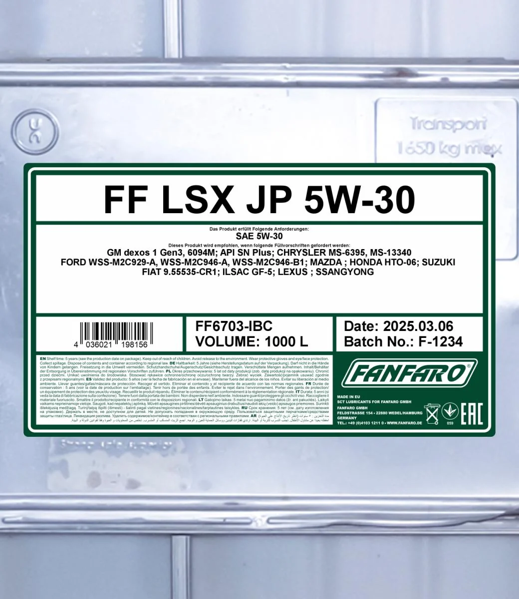 FANFARO - FF6703IBC - LSX JP 5W-30 1000L