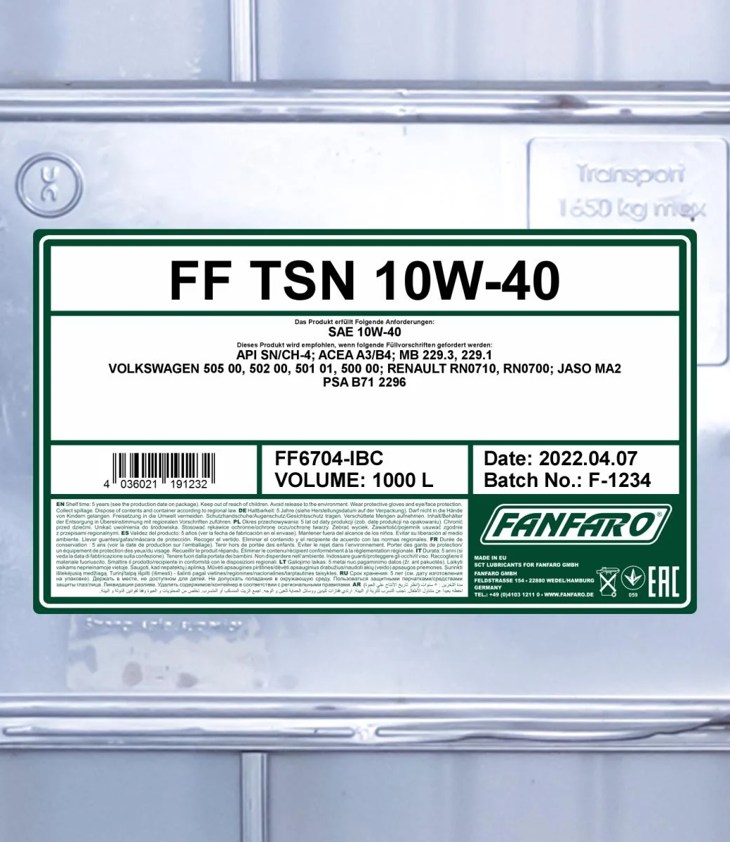 FANFARO - FF6704IBC - TSN 10W-40 1000L