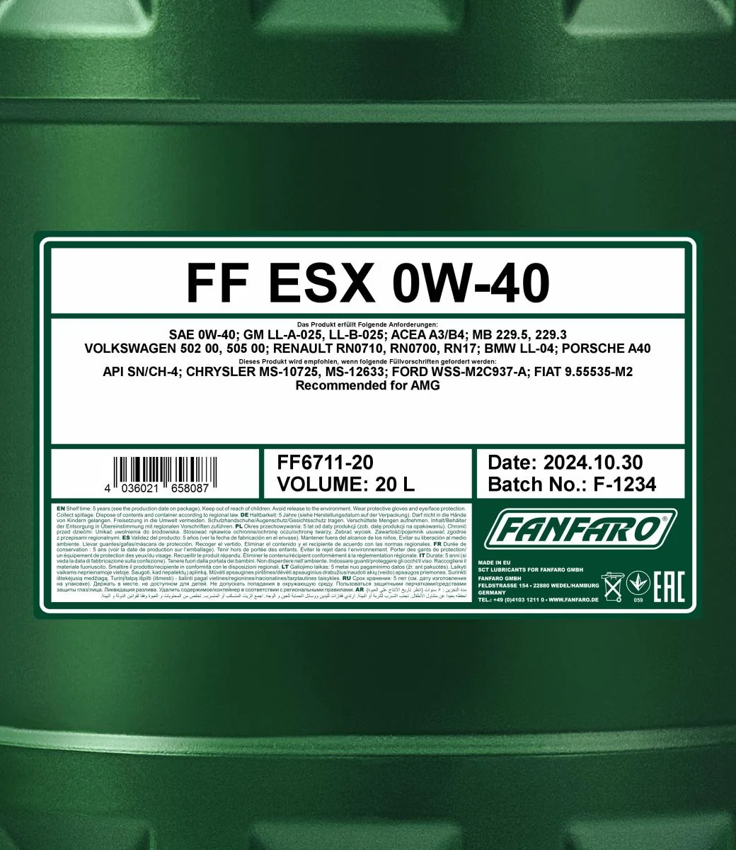 FANFARO - FF671120 - ESX 0W-40 20L