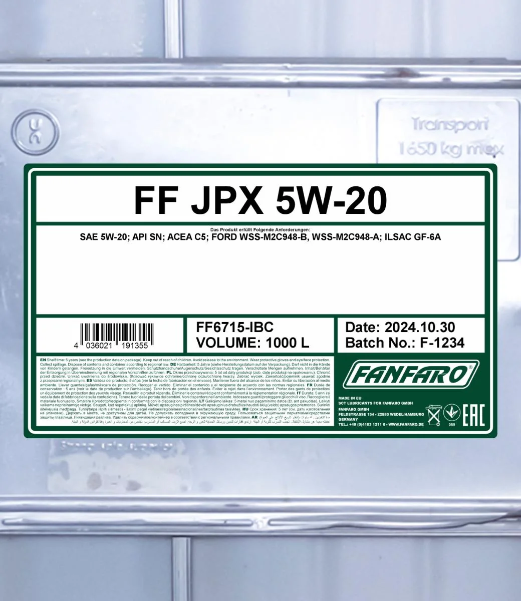 FANFARO - FF6715IBC - JPX 5W-20 1000L
