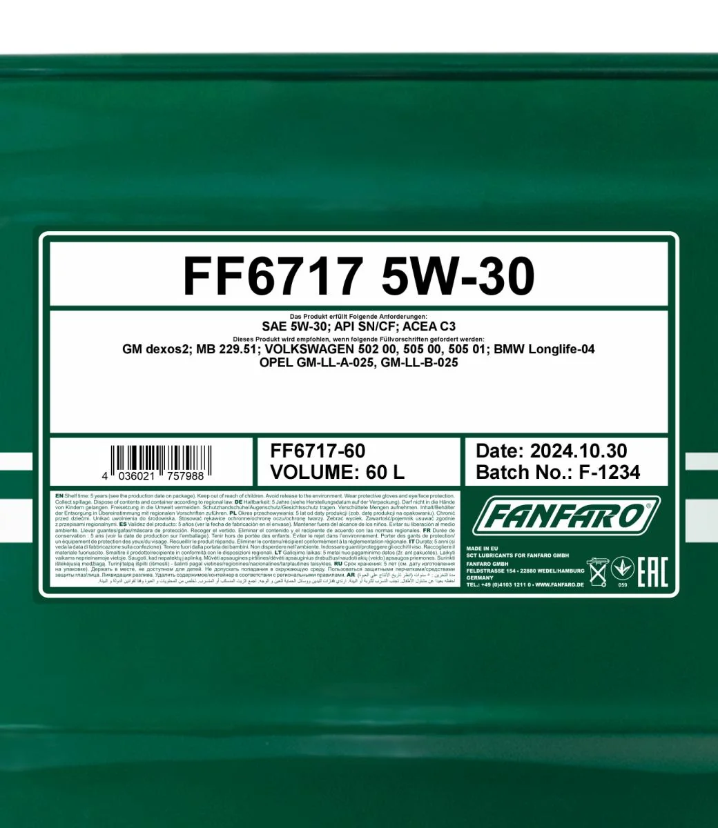 FANFARO - FF671760 - For Chevrolet Opel 5W-30 60L