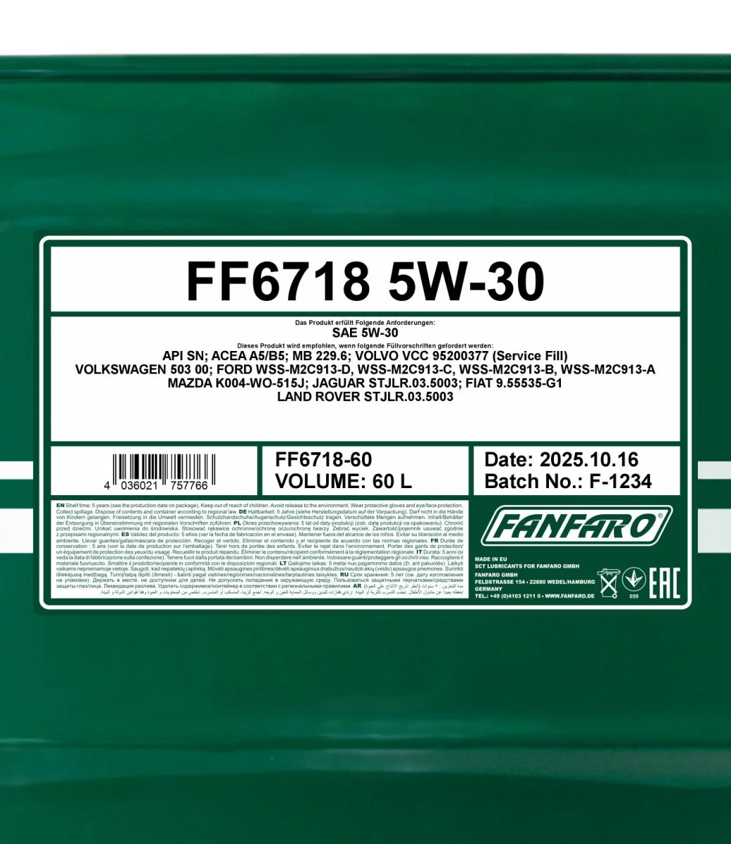 FANFARO - FF671860 - For Mazda 5W-30 60L