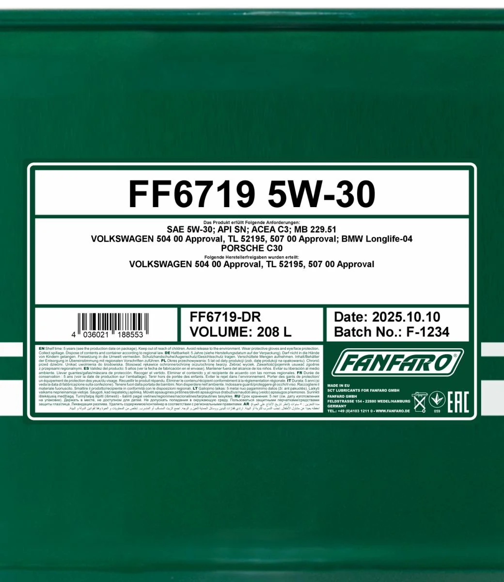 FANFARO - FF6719DR - 6719 SAE 5W-30 208L