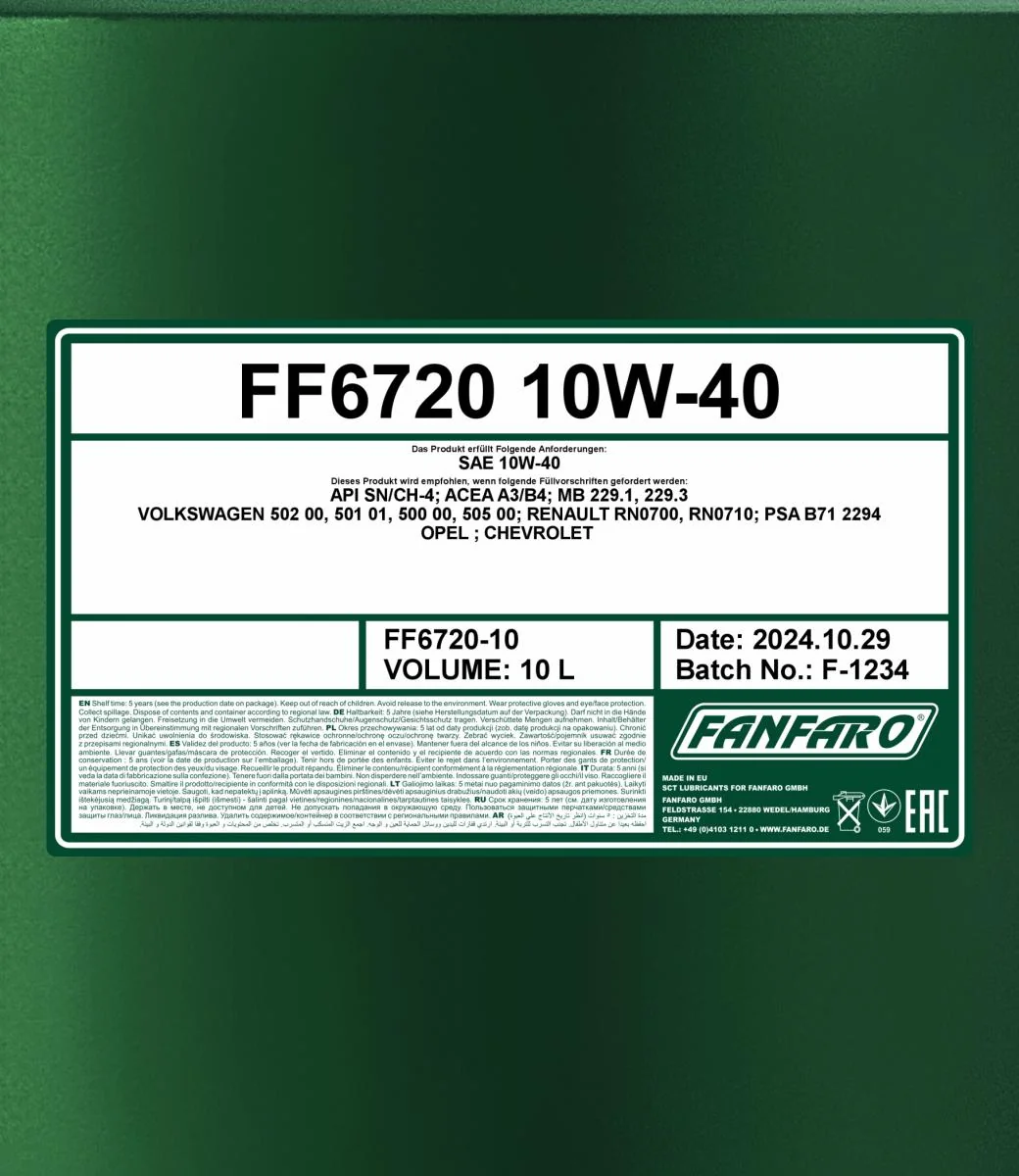FANFARO - FF672010 - For Chevrolet Opel 10W-40 10L