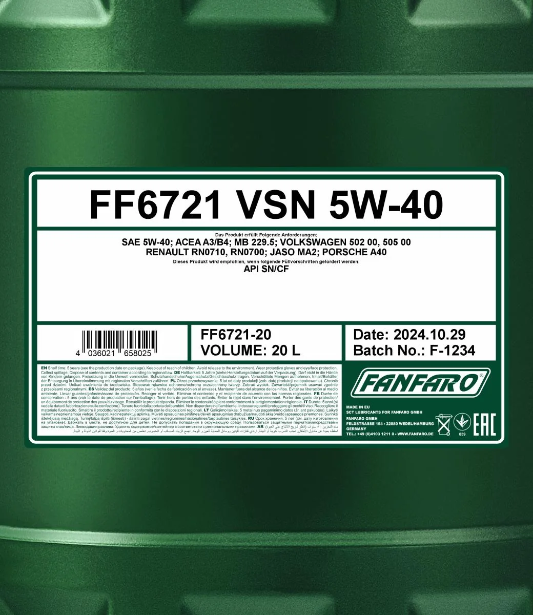FANFARO - FF672120 - VSN 5W-40 20L