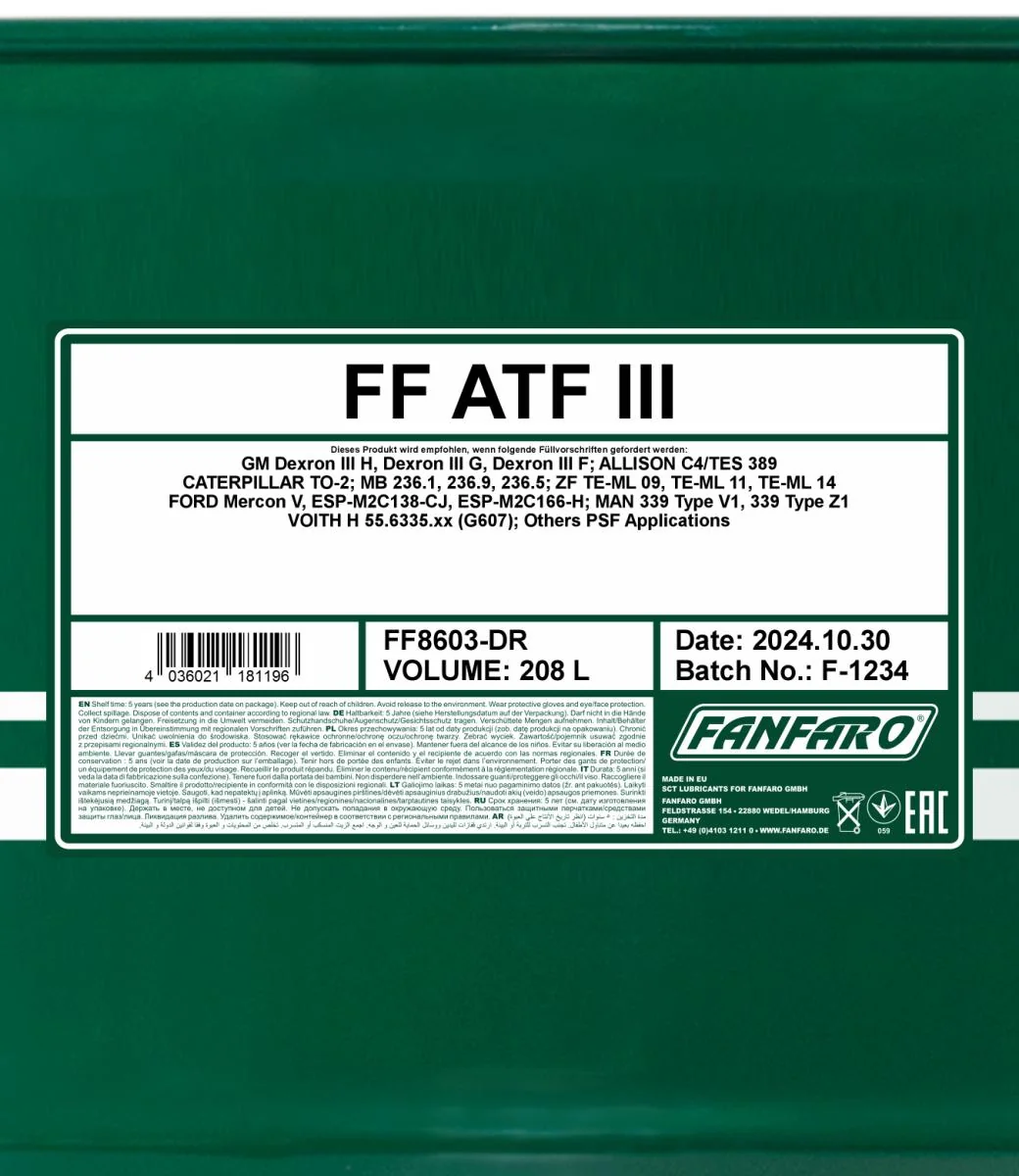 FANFARO - FF8603DR - ATF III 208L