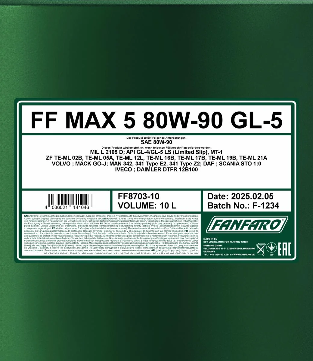 FANFARO - FF870310 - MAX 5 80W-90 GL-5 LS 10L