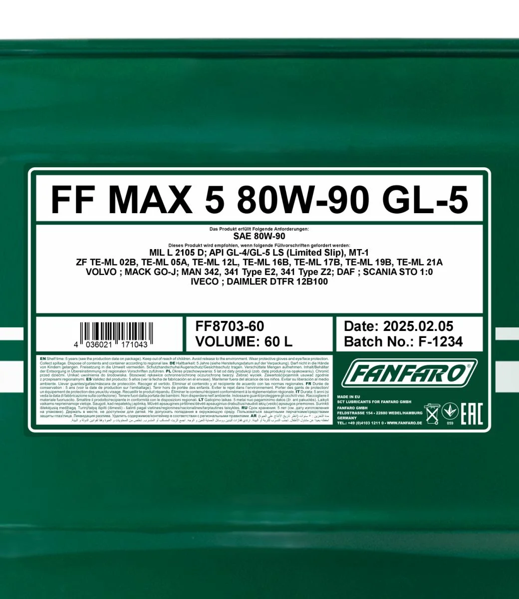 FANFARO - FF870360 - MAX 5 80W-90 GL-5 LS 60L