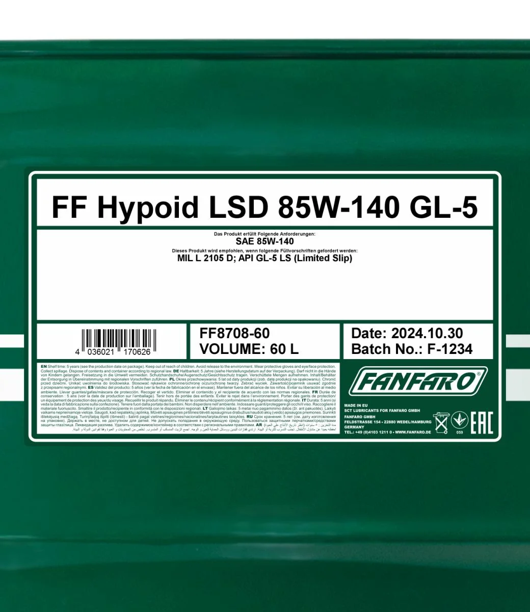 FANFARO - FF870860 - LSD 85W-140 GL-5 60L
