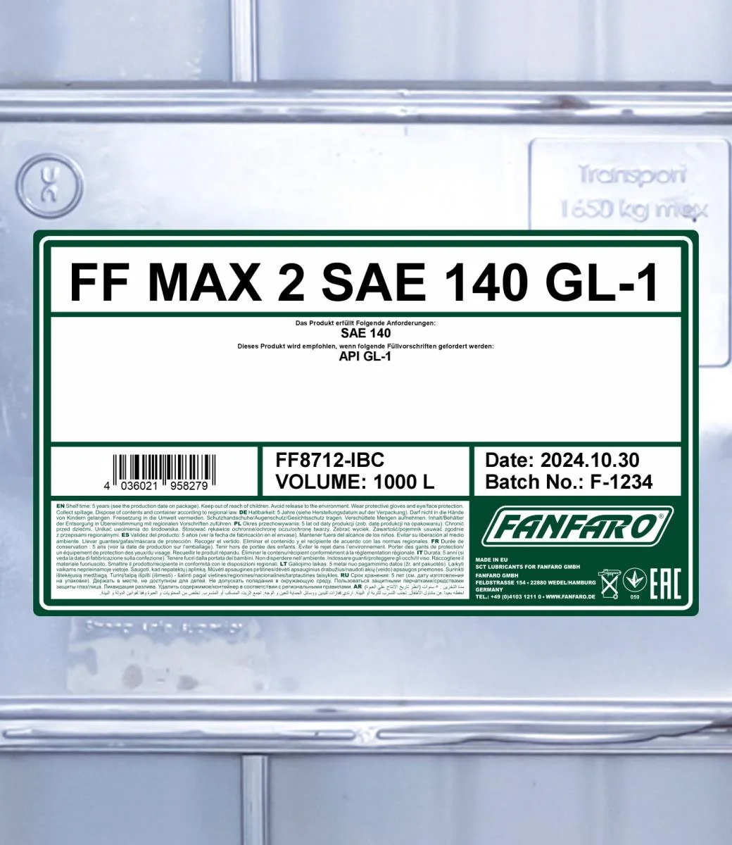 FANFARO - FF8712IBC - MAX 2 SAE 140 GL-1 1000L