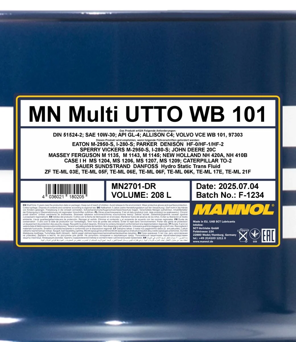 MANNOL® - MN2701DR - Multi UTTO WB 101 208L