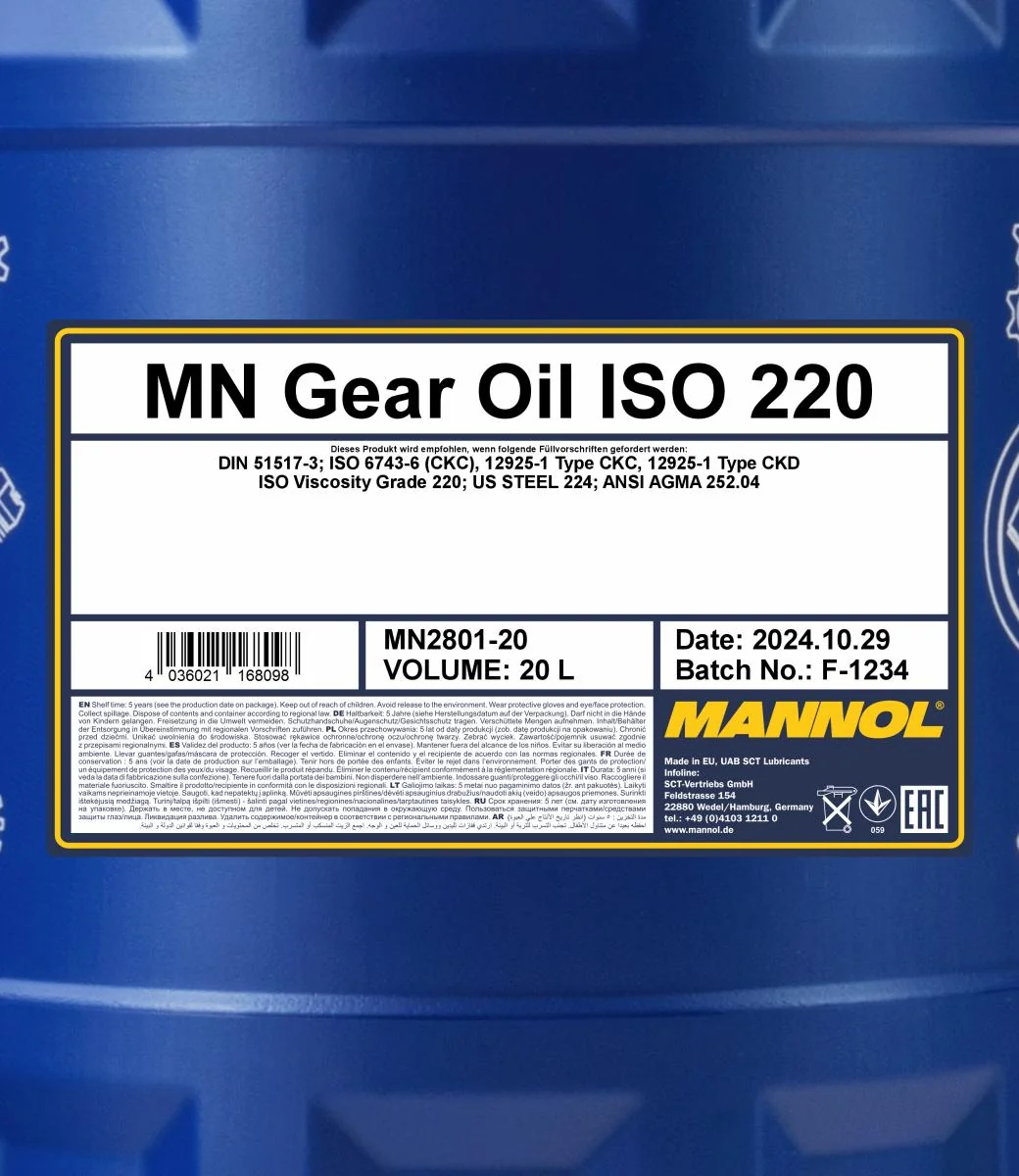 MANNOL® - MN280120 - Gear Oil ISO 220 2801 20L