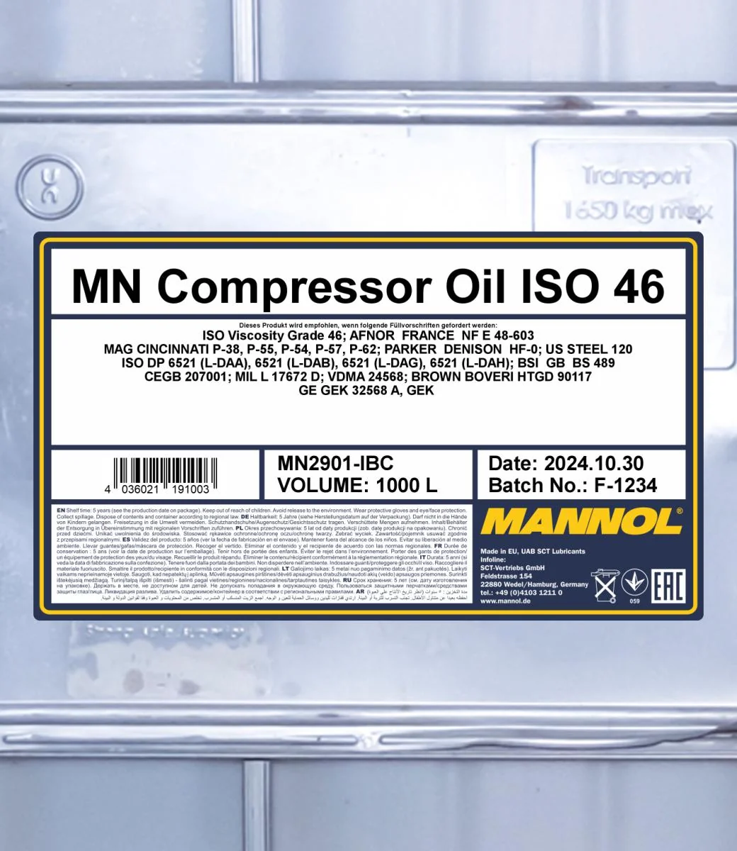 MANNOL® - MN2901IBC - Compressor Oil ISO 46 2901 1000L