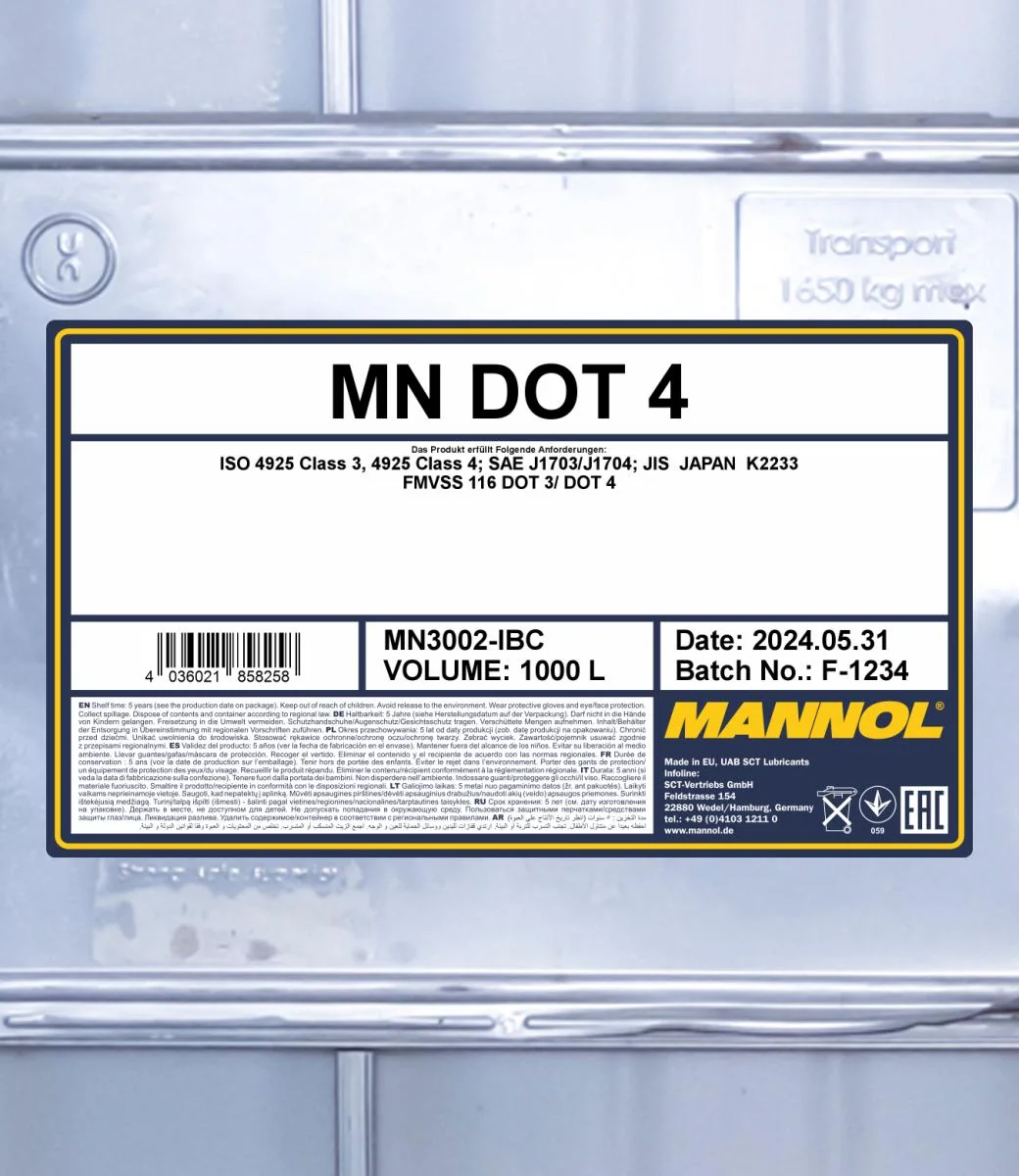 MANNOL® - MN3002IBC - Brake Fluid DOT-4 3002 1000L