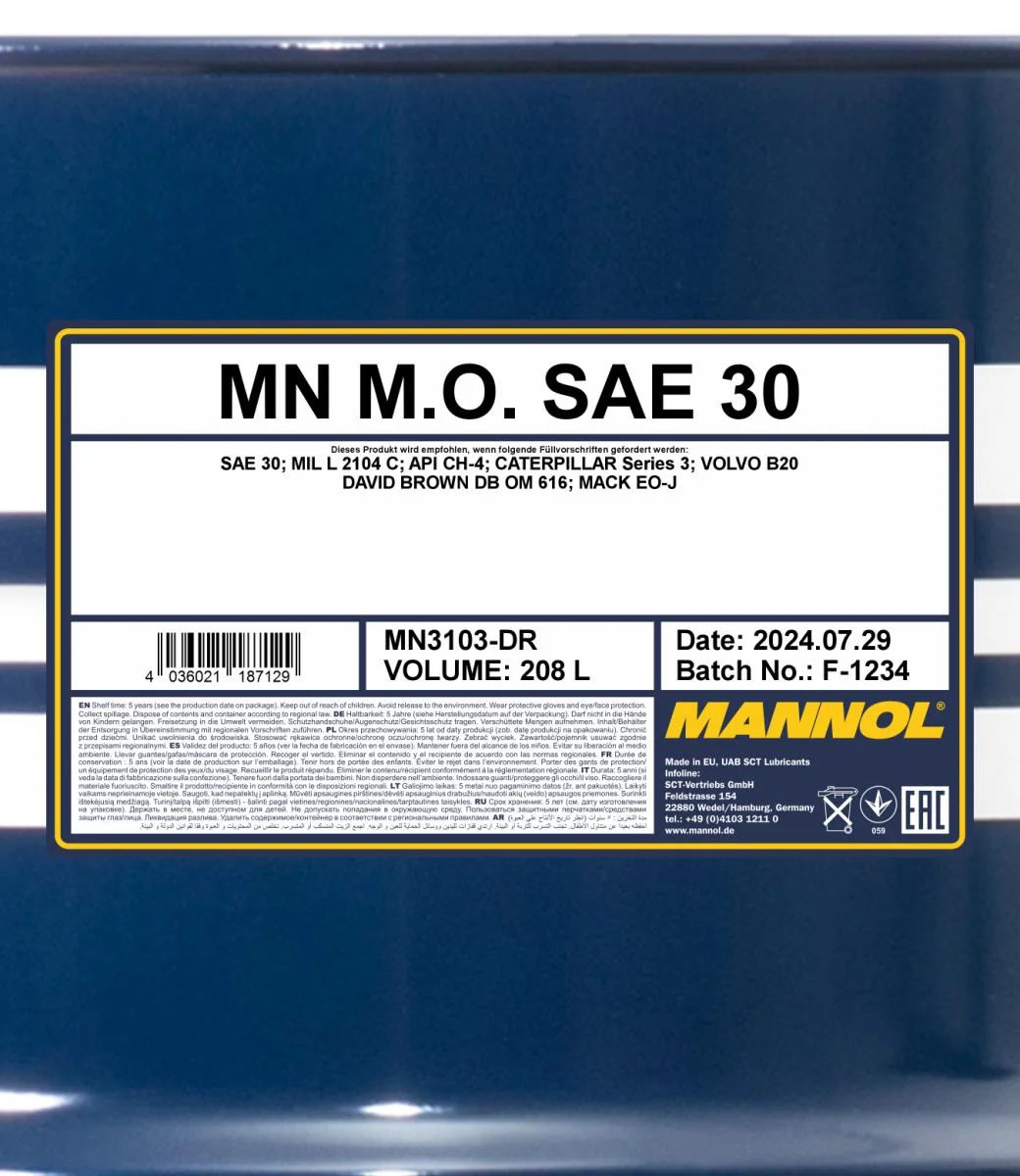 MANNOL® - MN3103DR - M.O. SAE 30 3103 208L