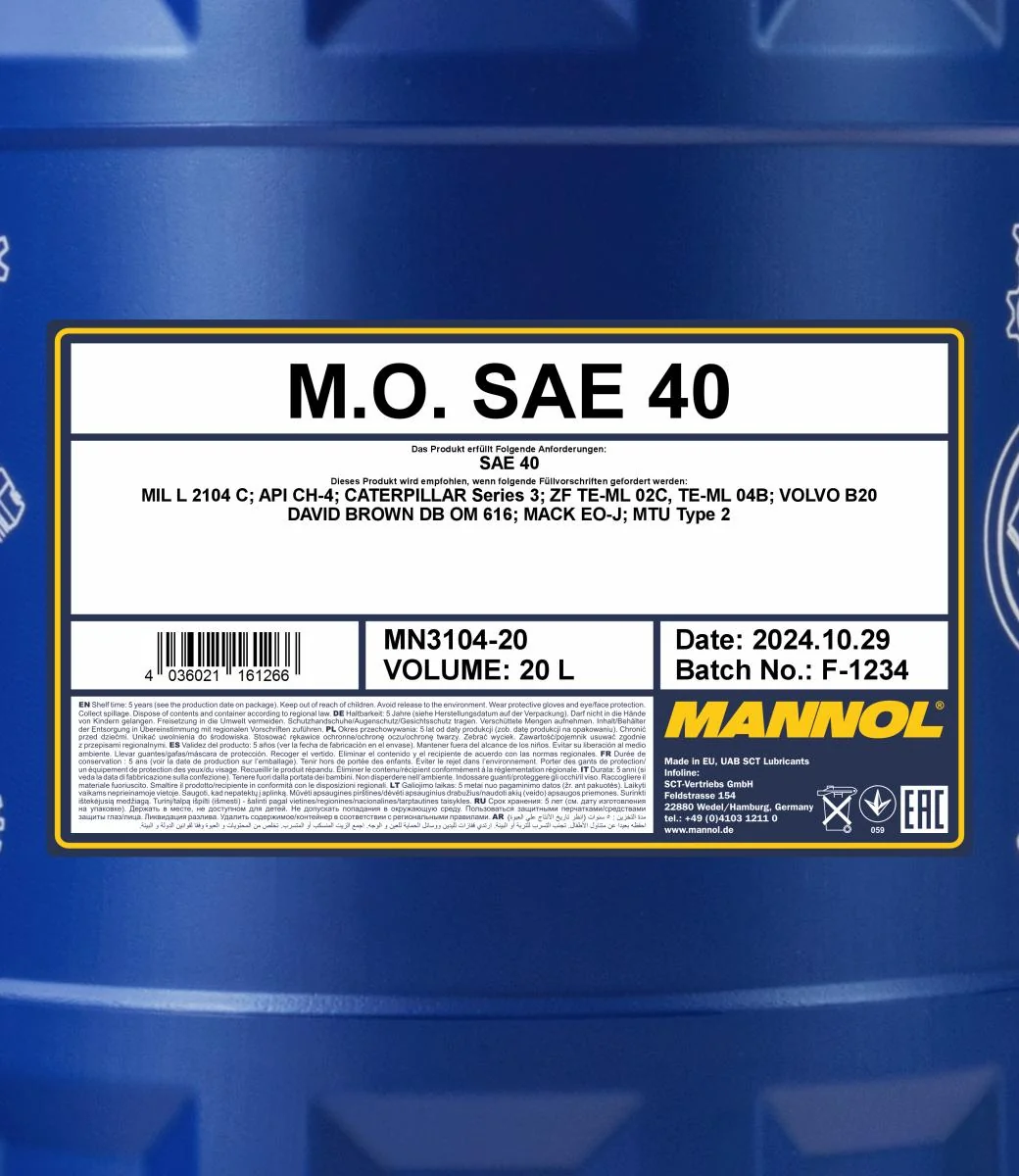 MANNOL® - MN310420 - M.O. SAE 40 3104 20L