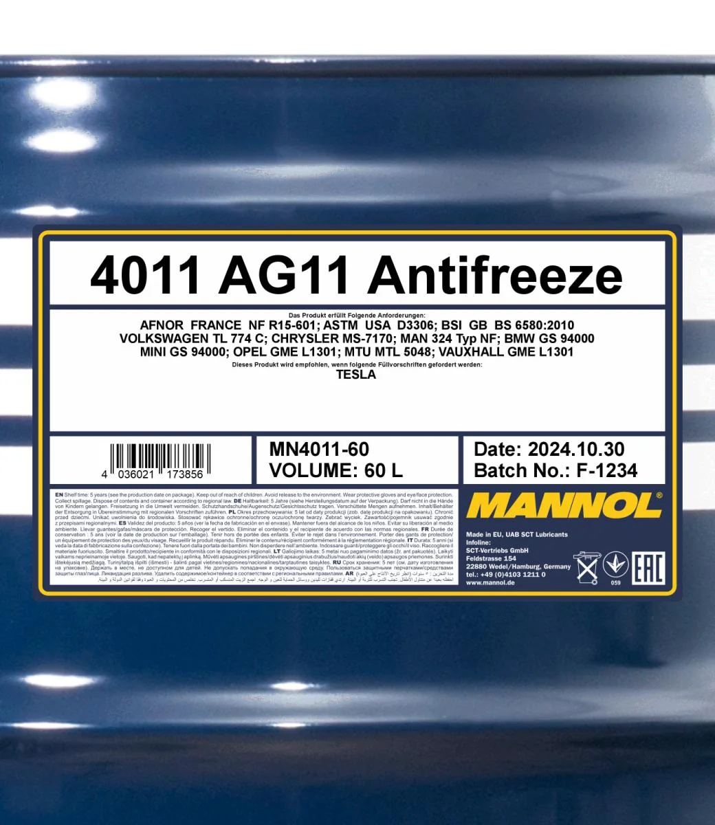 MANNOL® - MN401160 - Antifreeze AG11 (-40) Longterm 60L