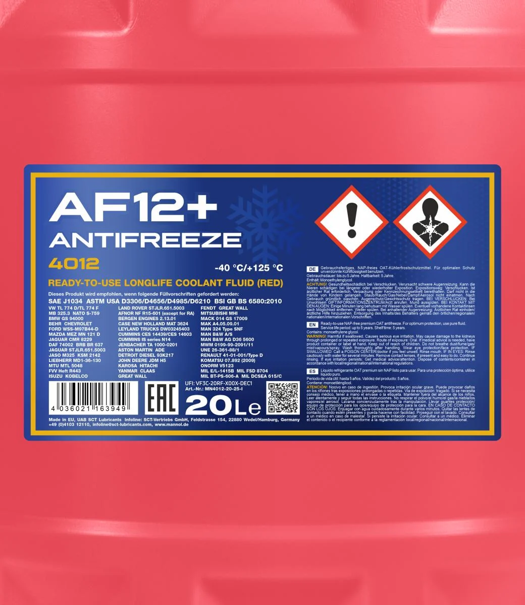 MANNOL® - MN401220 - Antifreeze AF12+ (-40) Longlife 20L
