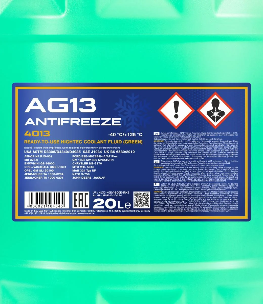 MANNOL® - MN401320 - Antifreeze AG13 (-40) Hightec 20L