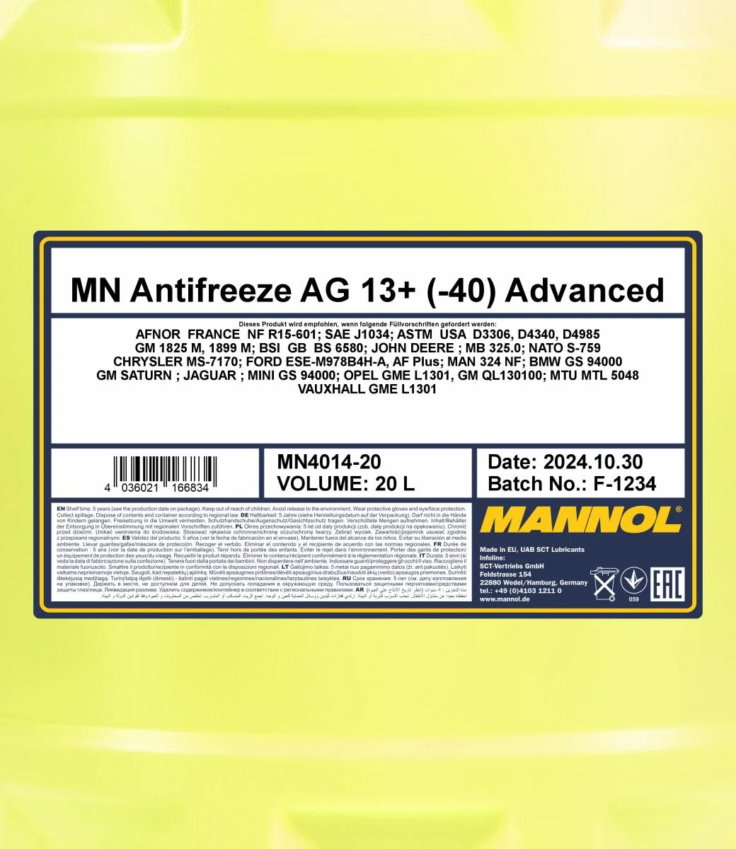 MANNOL® - MN401420 - Antifreeze AG13+ (-40) Advanced 20L