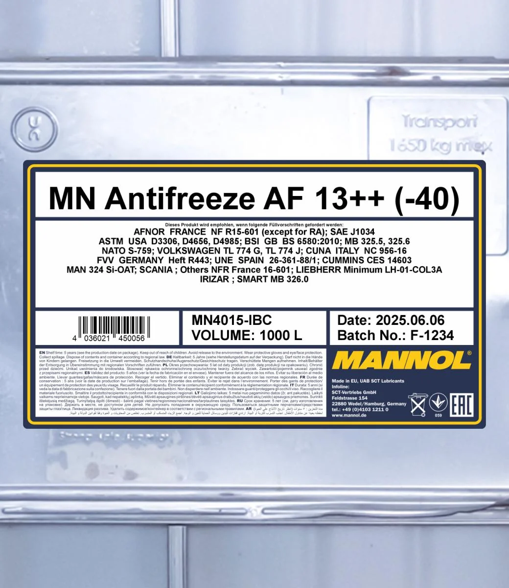 MANNOL® - MN4015IBC - Antifreeze AF13++ (-40) 1000L